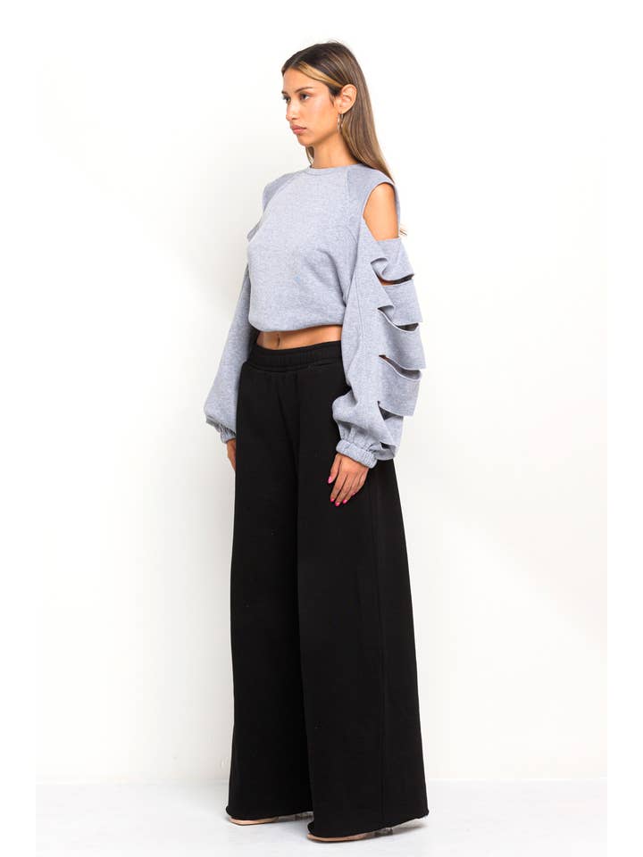 No Vacancy - Vendita all'ingrosso Pantaloni sportivi/da jogging loungewear - Donna - Pantaloni sportivi casual in pile a gambe larghe4