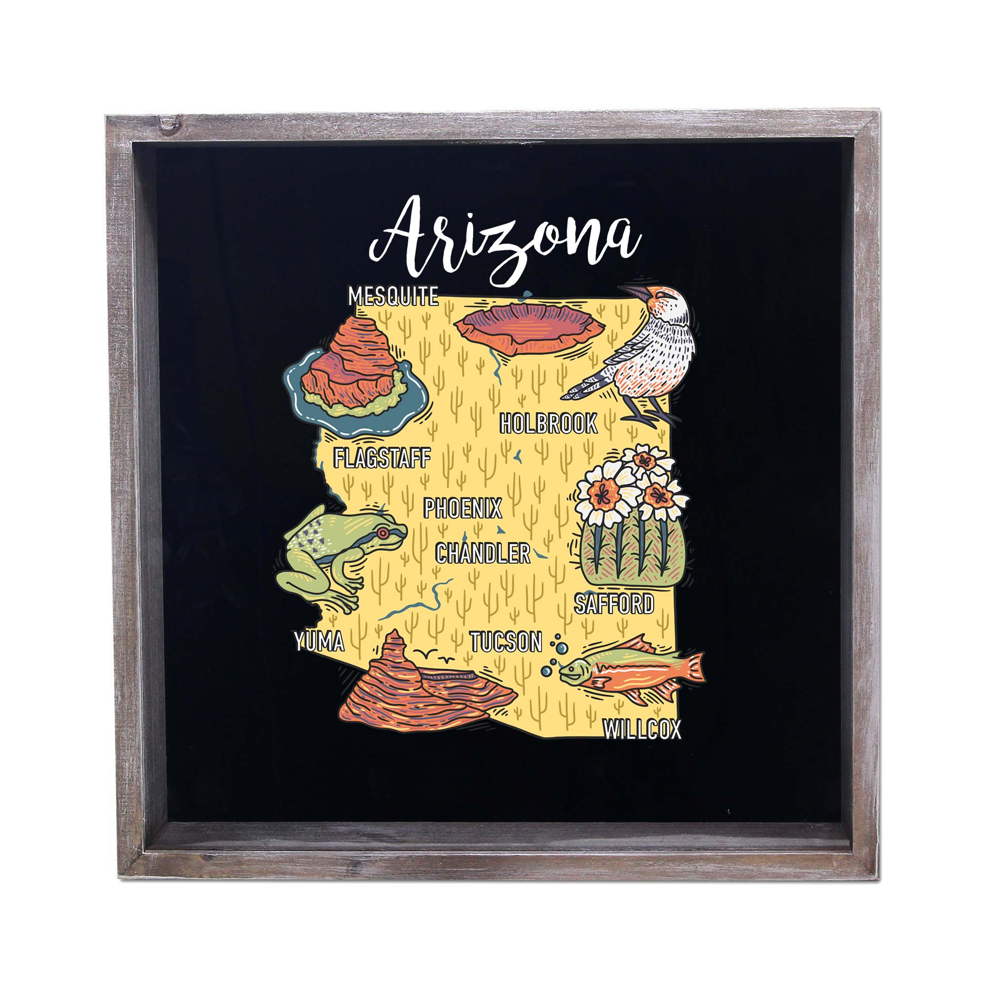 Torched Products - Wholesale Sign - State Map Design Shadow Box - Gray3