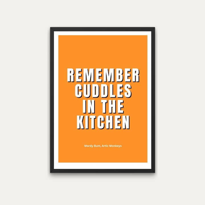 Littlepapertrailco – wholesale Art print – Cuddles In The Kitchen - Arctic Monkeys 'Mardy Bum' Lyrics