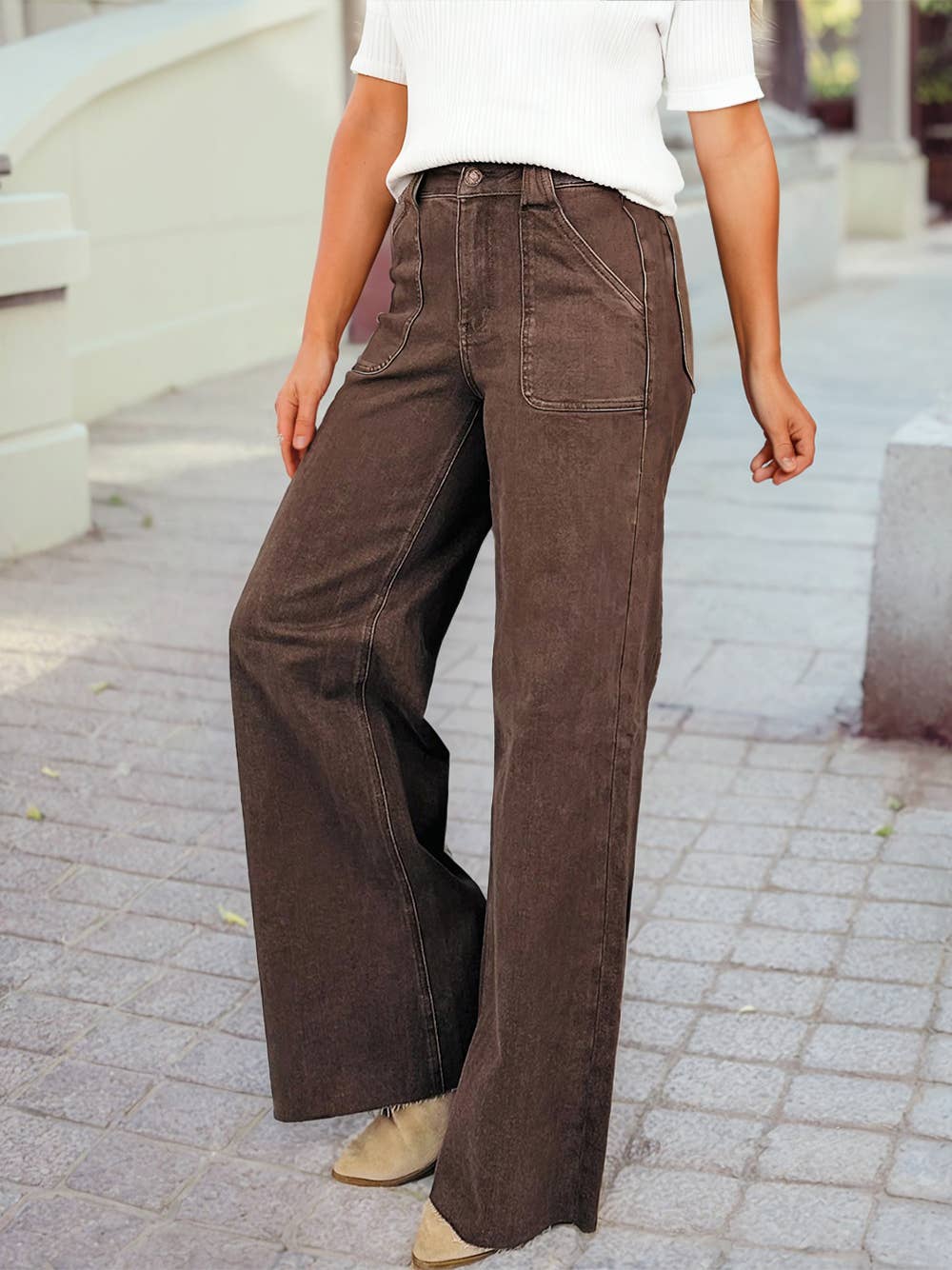 1 the Woman - Wholesale Jeans - Women's - Retro Washed Patch Pocket Loose Jeans2