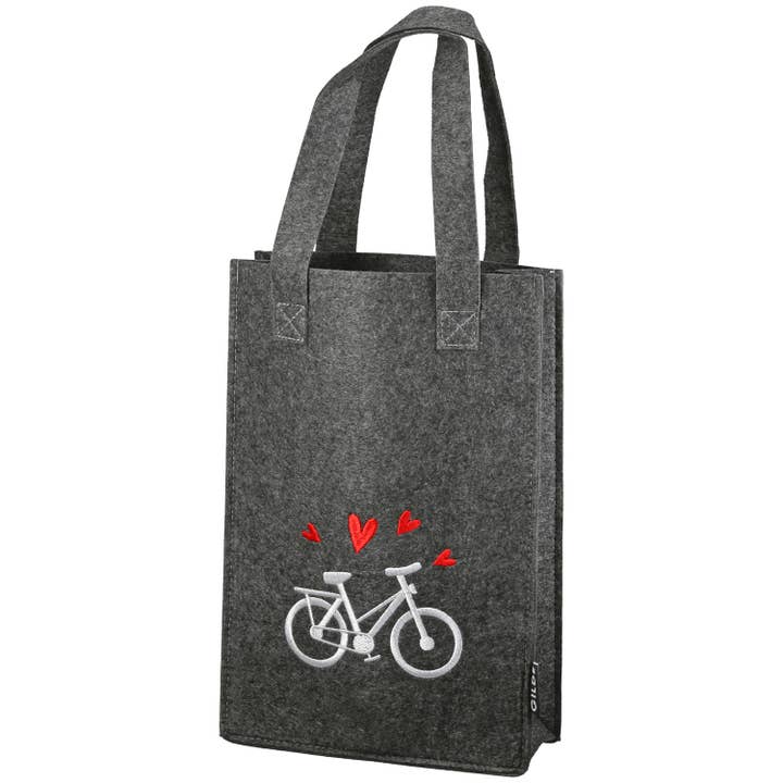 mörkgrå/ljusgrå Presentpåse Cykelkärlek 2-sort. H. 30 cm, FP 8 för wholesale på Faire3