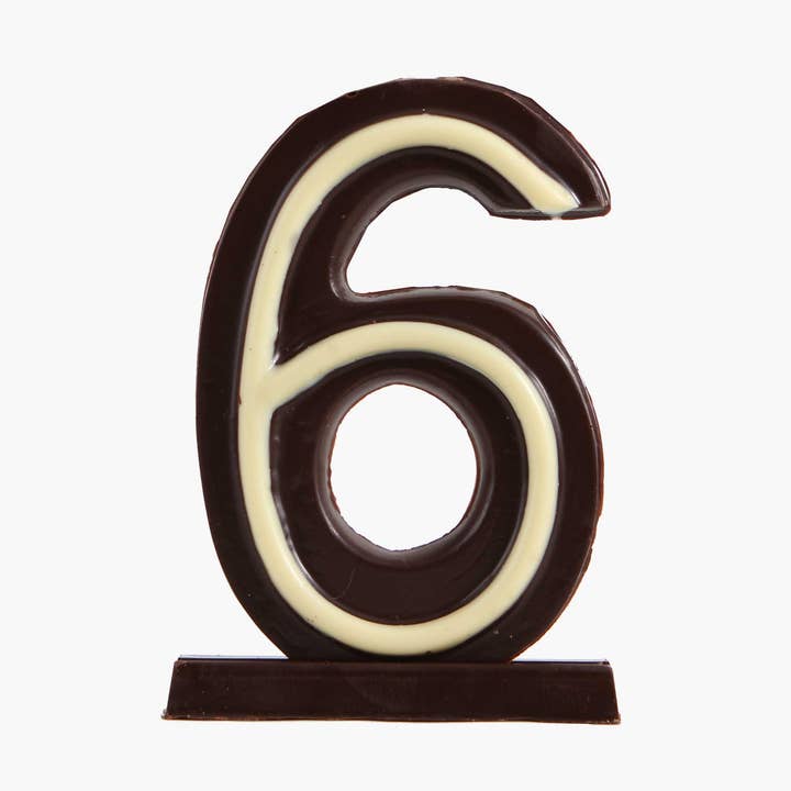 Candela di compleanno al cioccolato - Nº6 per la vendita all'ingrosso da parte di Bomboneria Pons