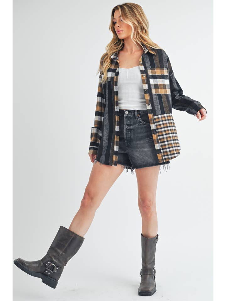 Black 8292EN Lena Plaid Flannel Shirt 4 for wholesale on Faire5