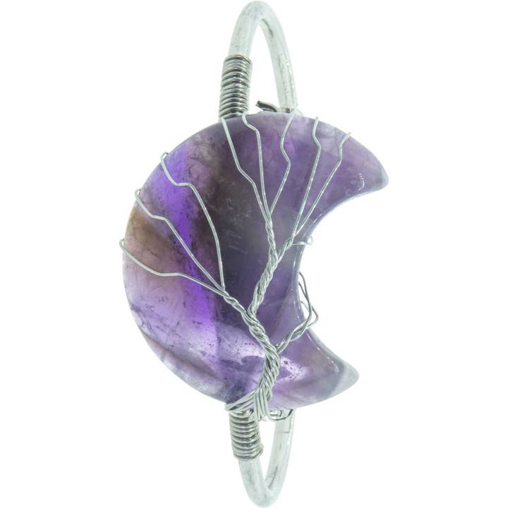 Kheops International – wholesale Cuff bracelet – Adjustable Bracelet - Wire Wrapped Amethyst Moon (Each)