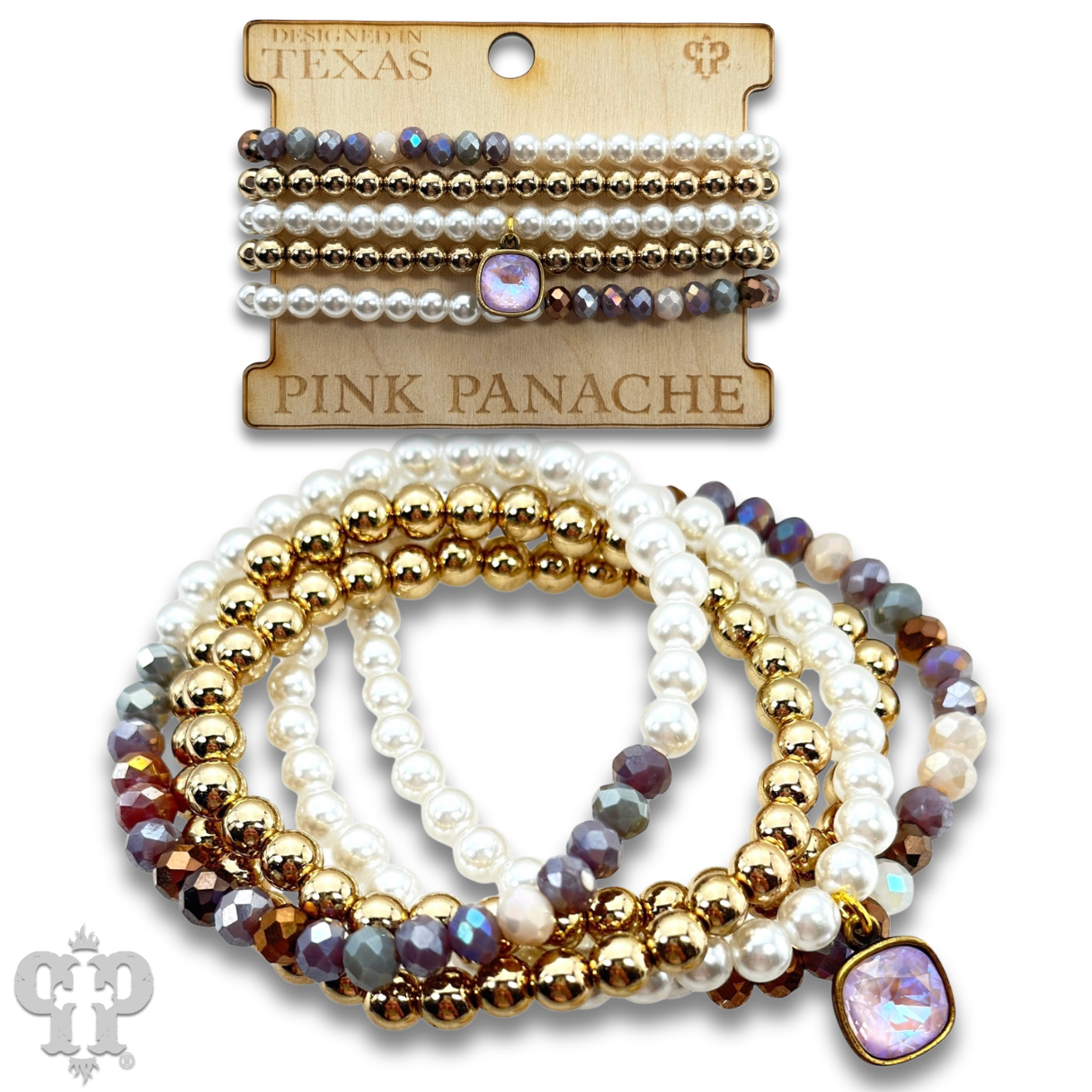 Pink Panache Brands - Wholesale Jewelry Set - Mixed bead bracelet set with Austrian crystal1