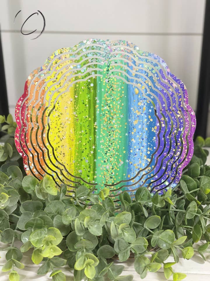 Glitter Rainbow Strokes Wind Spinner for wholesale by CMD Wholesale