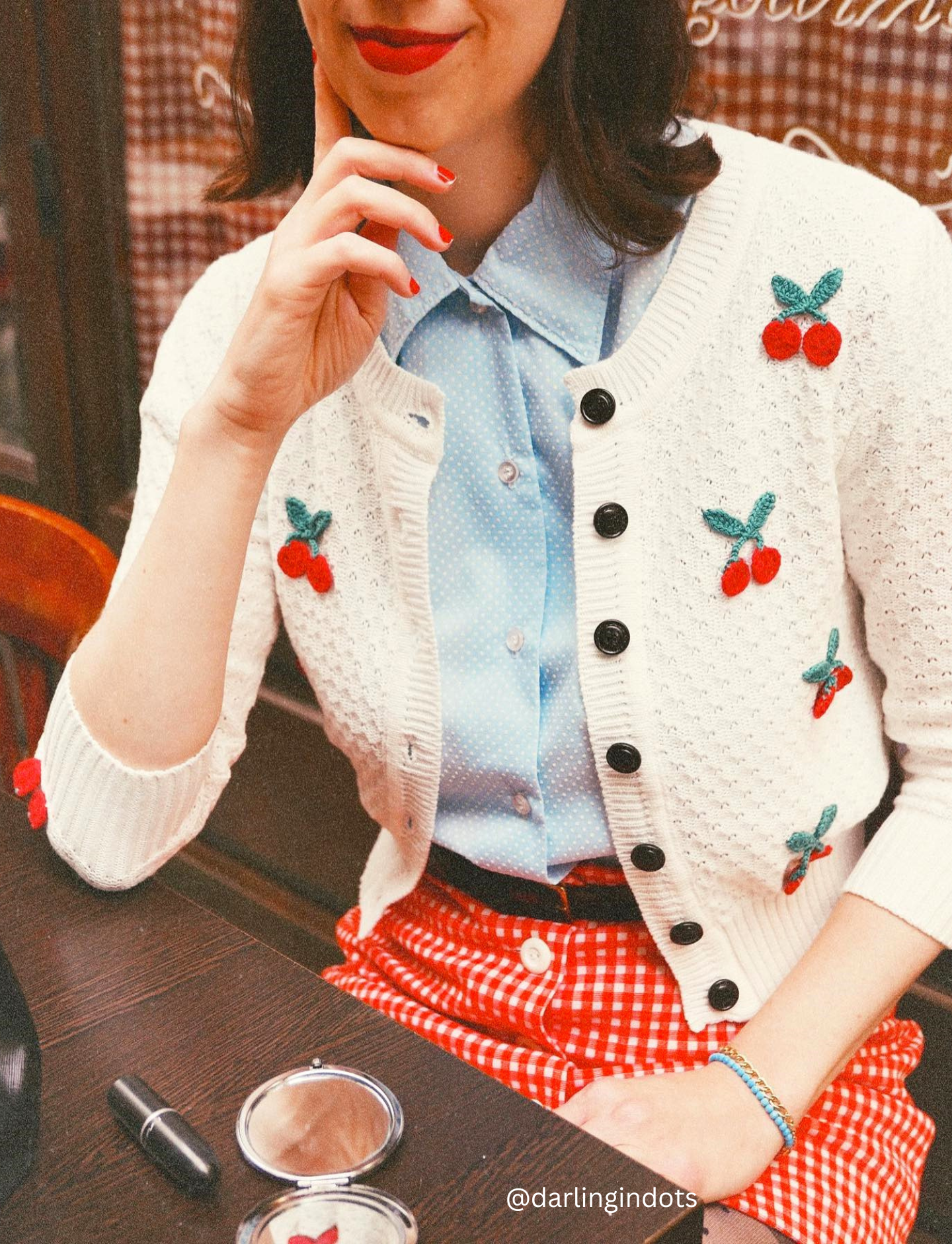 Mak - Wholesale Cardigan - Women's - Cherry Crochet Pom Pom Cropped Cardigan Sweater MK351511