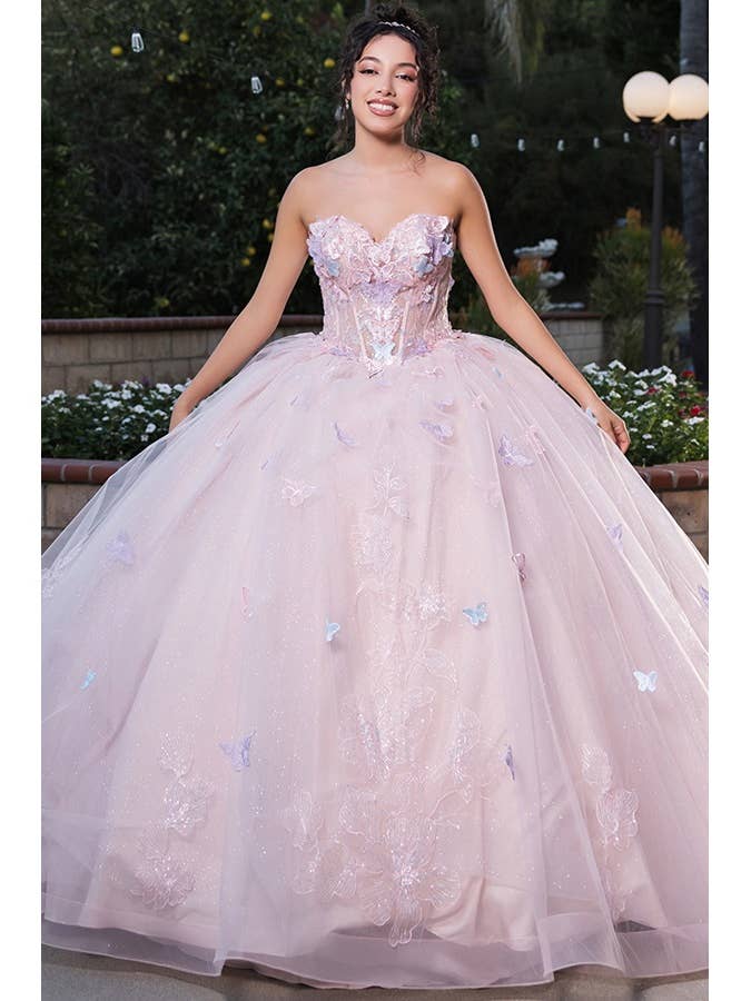 SWEETHEART BUSTIER TOP BUTTERFLY APPLIQUE QUINCEAN for wholesale by Babyfox Apparel