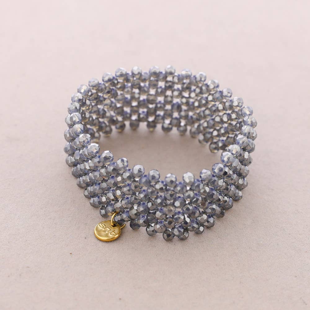 Transparent Gray Faceted Crystal Elastic Bracelet for wholesale on Faire3
