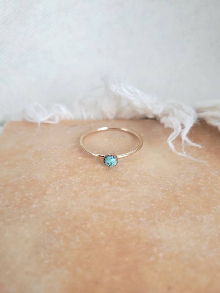 Anillo de oro con turquesa de Sonora para venta al por mayor de Rain Shadow Jewelry