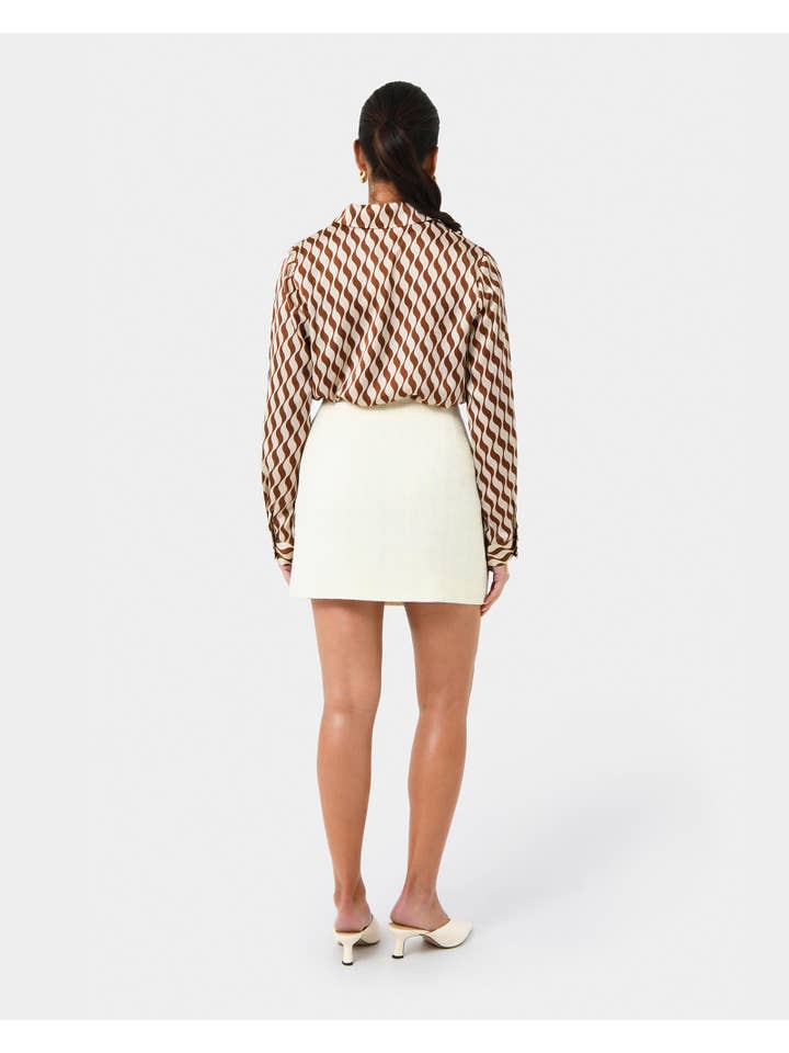 Brown Illusion Forcast Women's Inka Print Relaxed Shirt for wholesale on Faire
