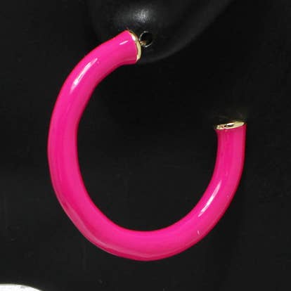 Enamel Round Hoop Earring for wholesale by SOPHIA WHOLESALE