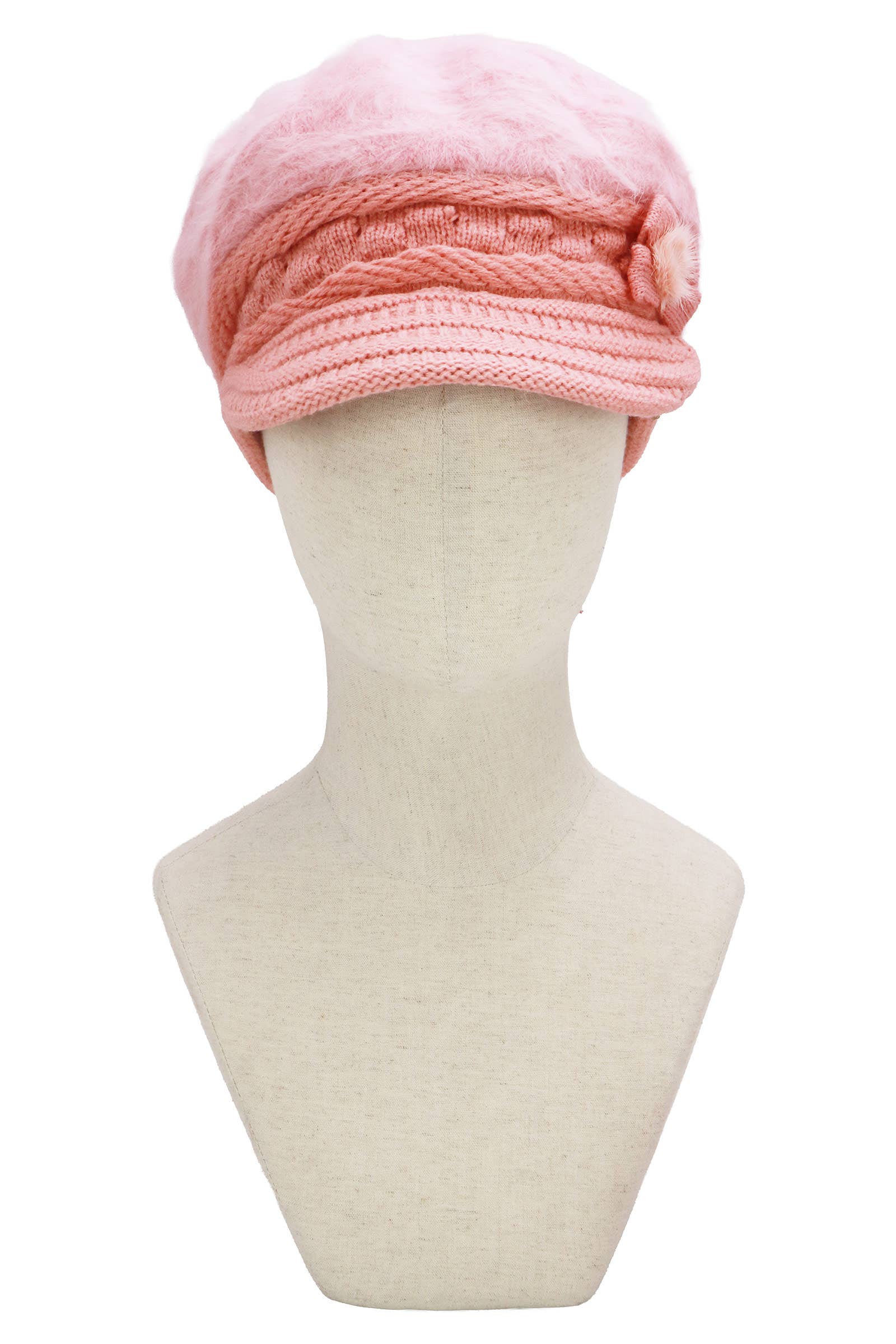 ASSORTED Vegan Angora Fur Flower Knitted Fiddler Cap for wholesale on Faire6