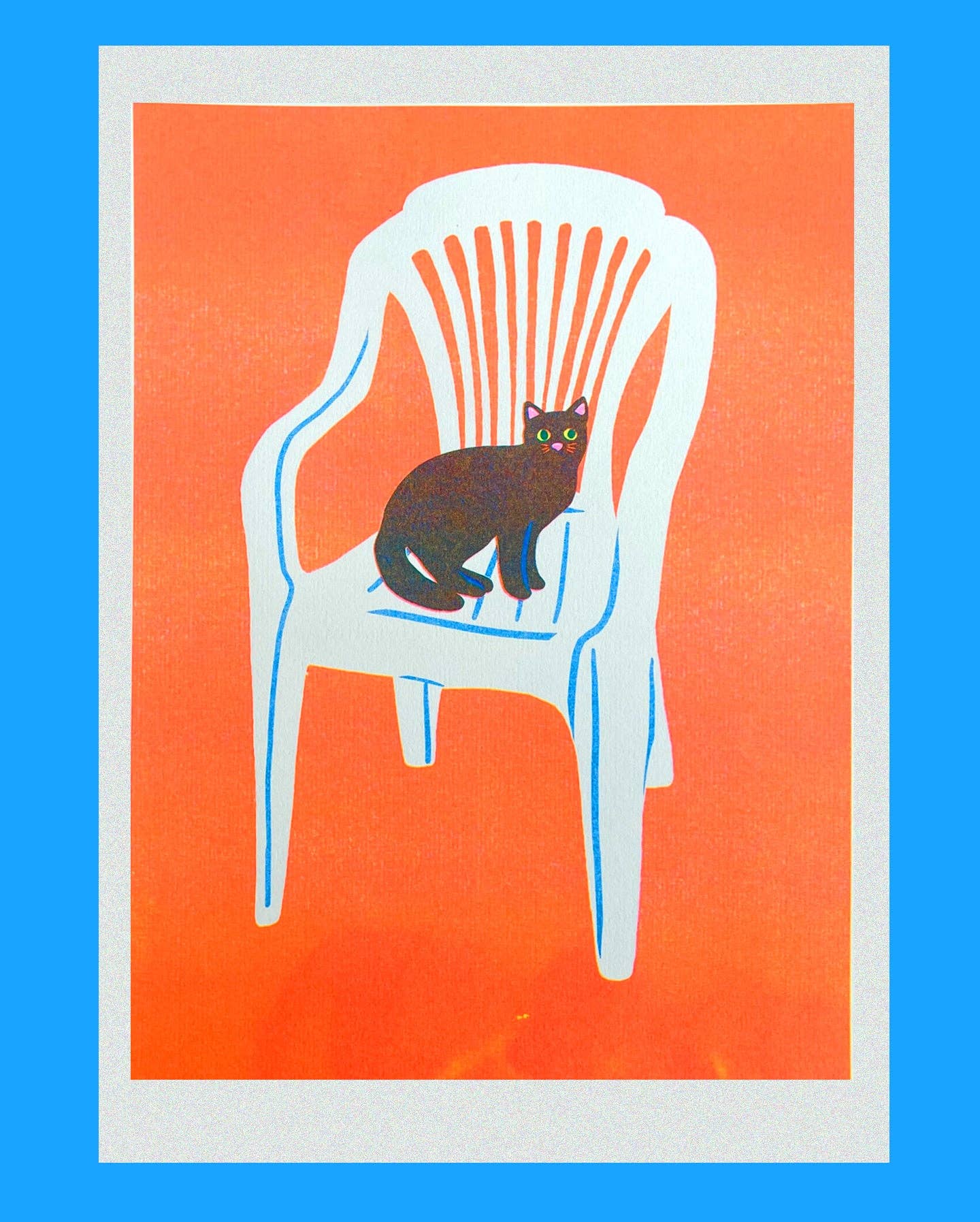 naomi wilkinson illustration - Wholesale Art Print - Cat in Chair Riso Print