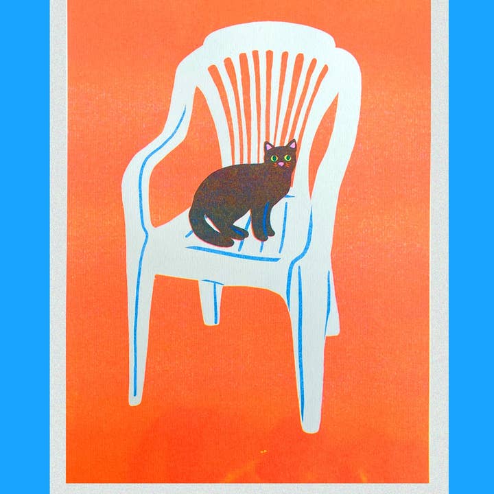 Cat in Chair Riso Print and other Purchase Wholesale cats in art. Free Returns & Net 60 Terms on Faire trending on Faire.