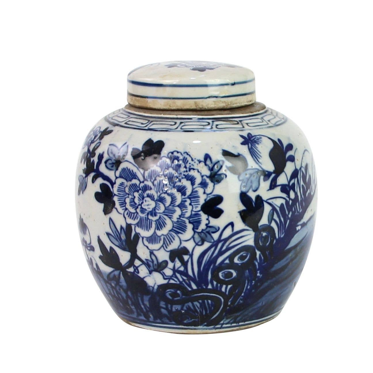 Legend Accents - Wholesale Decorative Jar - Blue And White Mini Jar Flower Blossom