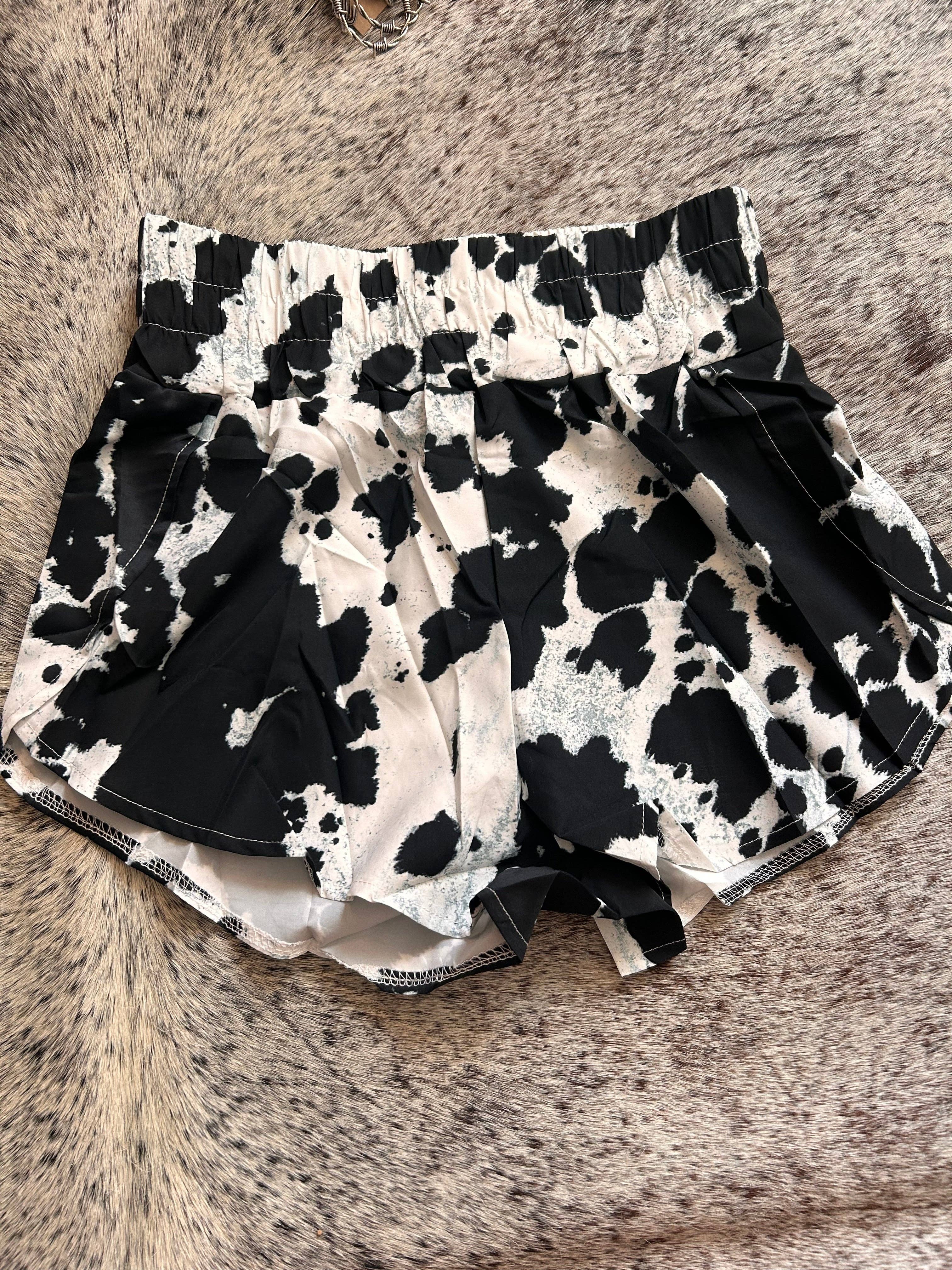 Delanie Nicole - Wholesale Shorts - Women's - Black Cowhide Shorts (Printed)1
