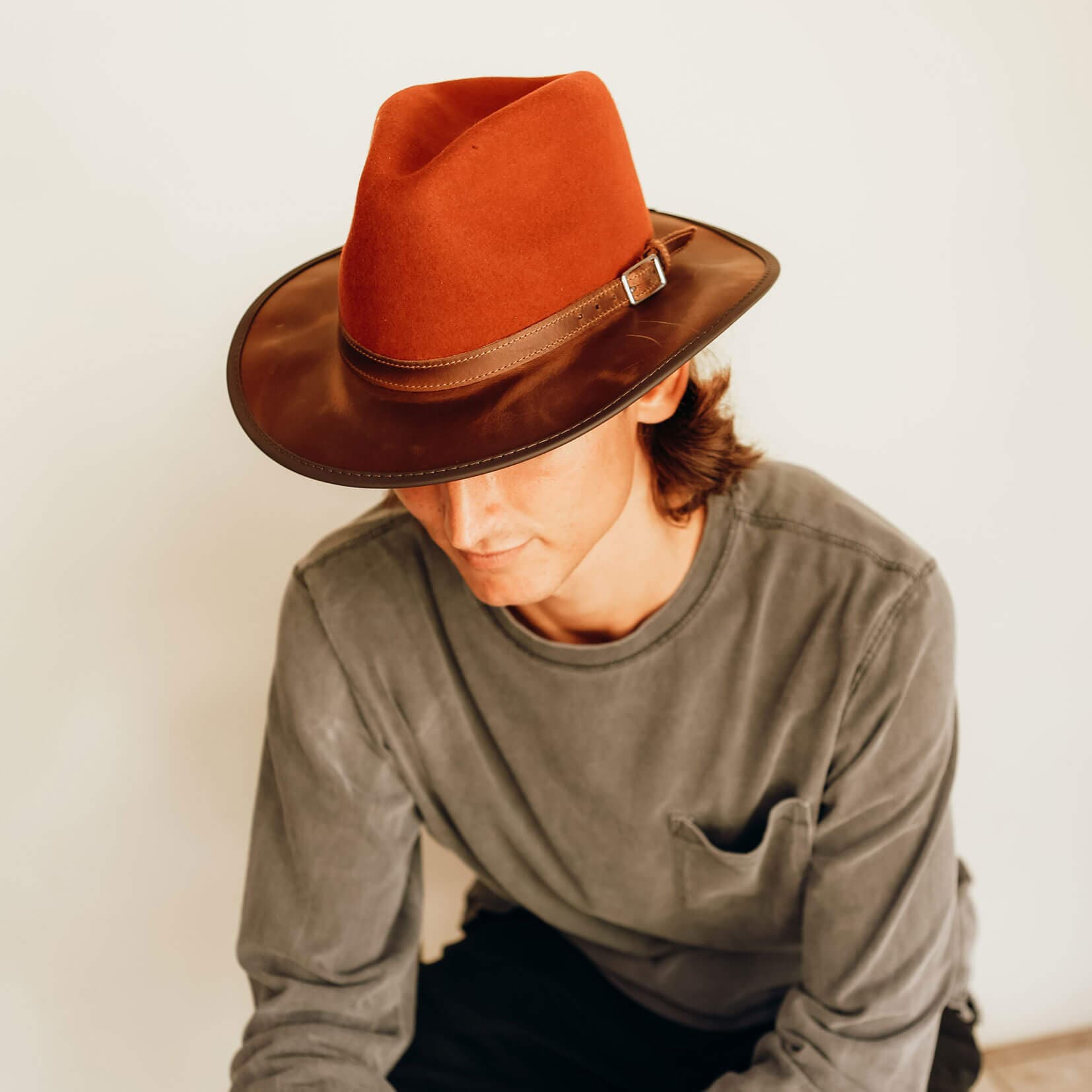 American Hat Makers - Vente Chapeau en feutre – unisexe - Chapeau Fedora extérieur en feutre de laine et cuir - Style Summit5