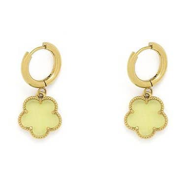 Steel earrings Chance Flower dangling fine stones for wholesale by Bijoux 7bis