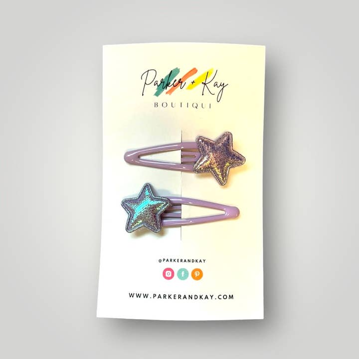 Parker and Kay Collective - Wholesale Hair Clip - Kids - Shiny Stars Hair Clip Set, 7 Color Options