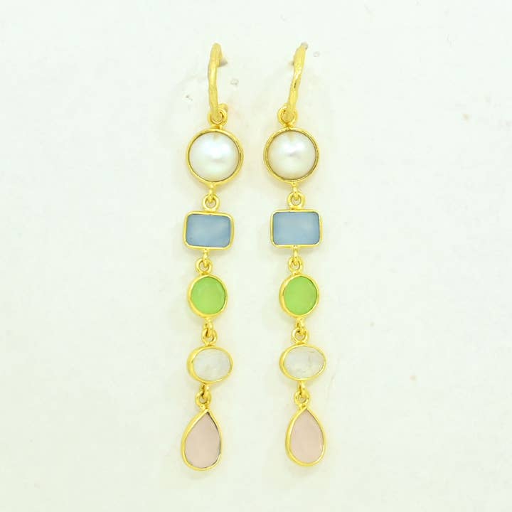 Schmuckoo Berlin - Wholesale Dangle Earrings - Yvonne Earring Gold - Pearl, Moonstone & Rose Quartz3
