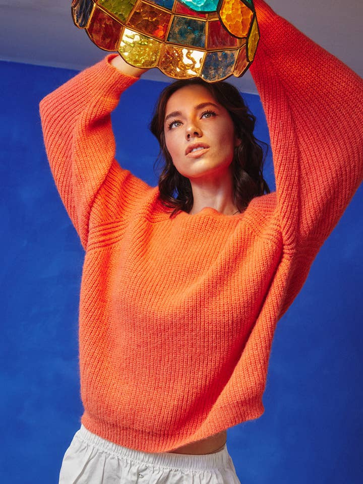 Camisola Blusa de Lã Misturada com Detalhes Nados por atacado de Lara Daisy