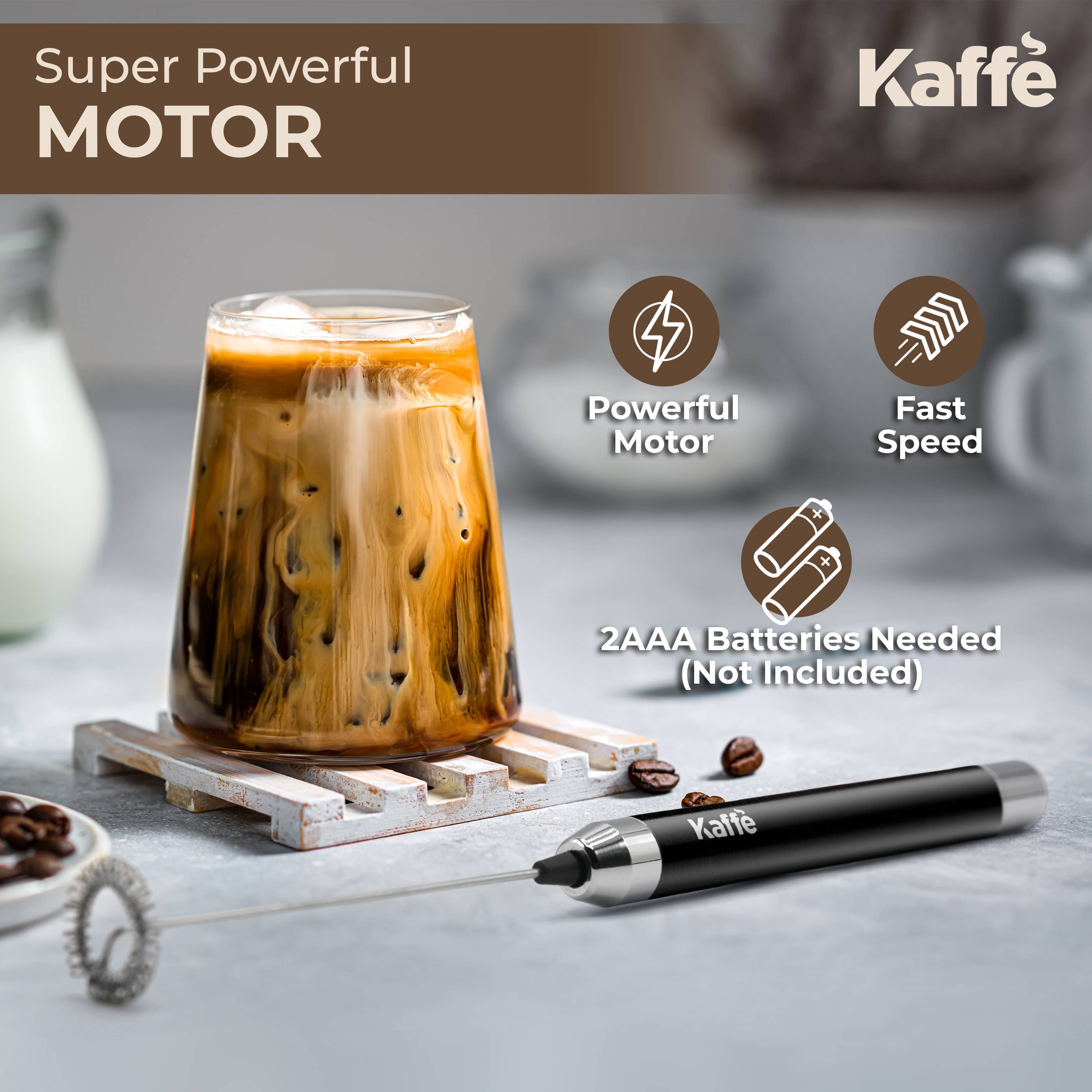 Kaffe – Ferramenta/gadget de cozinha por atacado – Espumador de Leite Portátil Kaffe com Suporte7