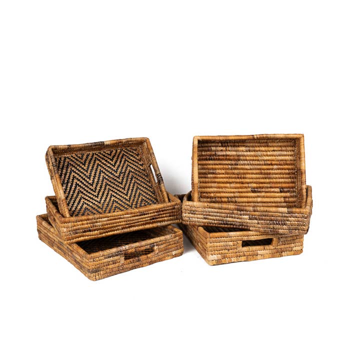 Banana Leaf Nesting Trays - 2 Patterns (3 Sizes) for wholesale by Villages Wholesale