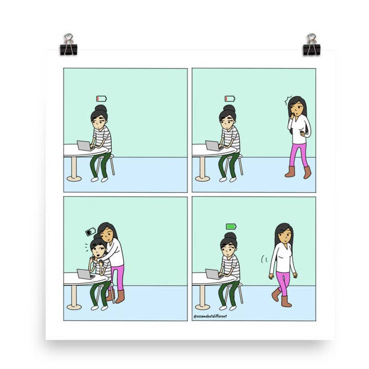 Charging | Cute Lesbian Relationship | Pride Gifts | LGBTQ Comic Print for wholesale by Sesame But Different