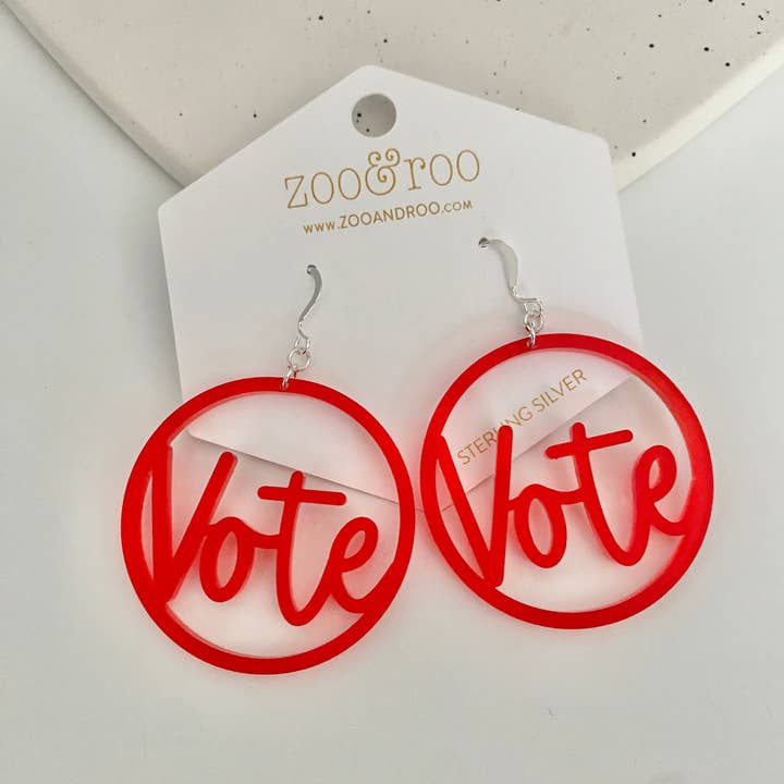 zoo&roo - Wholesale Dangle Earrings - VOTE Acrylic Earrings | Handmade Patriotic Jewelry14