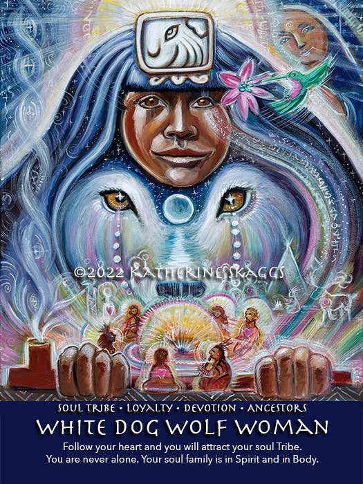 White Dog Wolf Woman Altar Card for wholesale by Katherine Skaggs