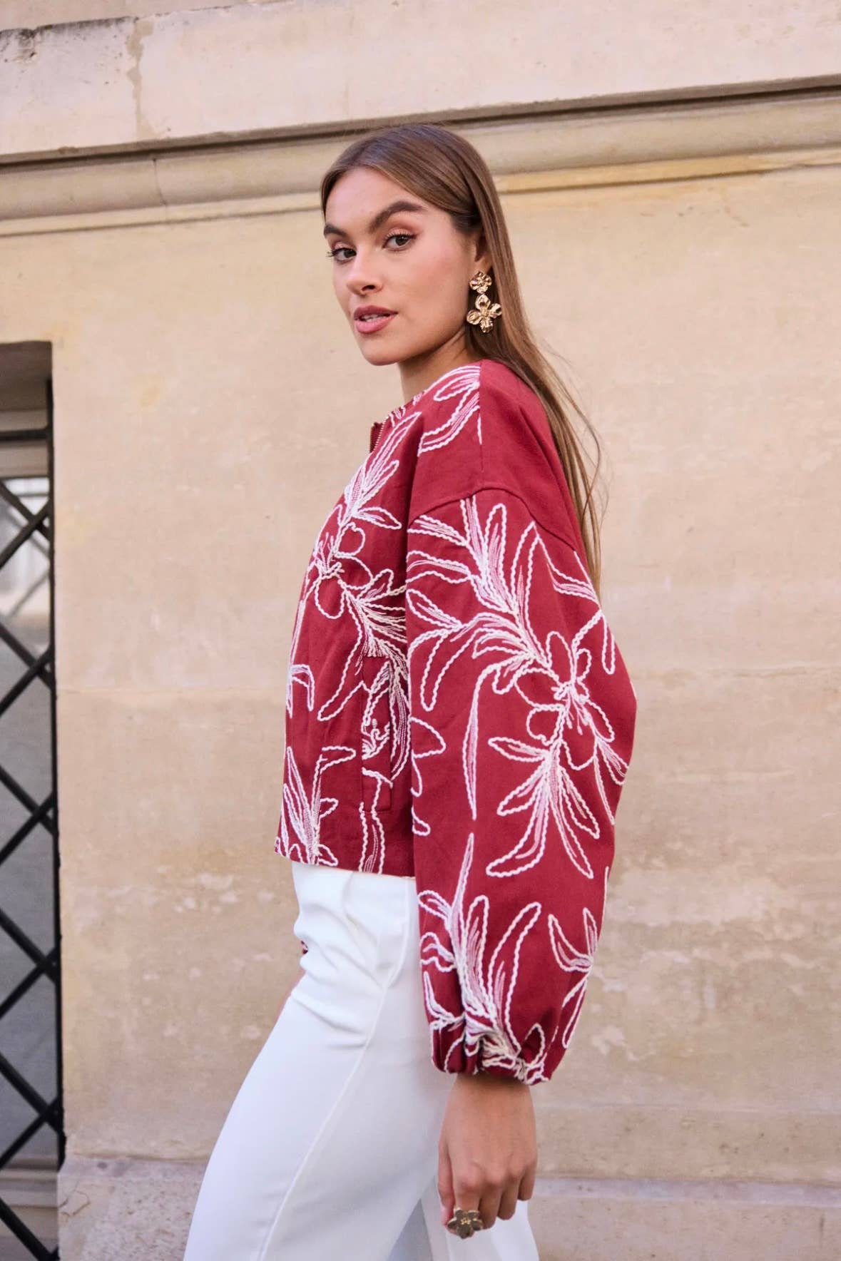 Frime - Wholesale Jacket - Women's - Embroidered jacket with puff sleeves - 56574