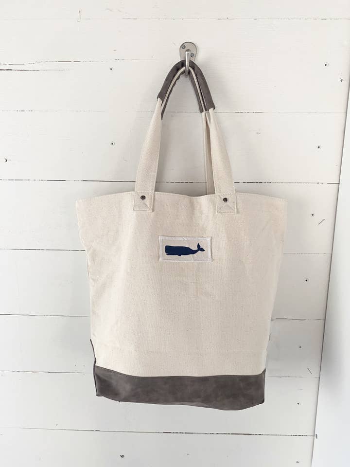 Coastal Whale Tote Bags – Nautical Canvas & Jute Bags for wholesale by Seagate Studio