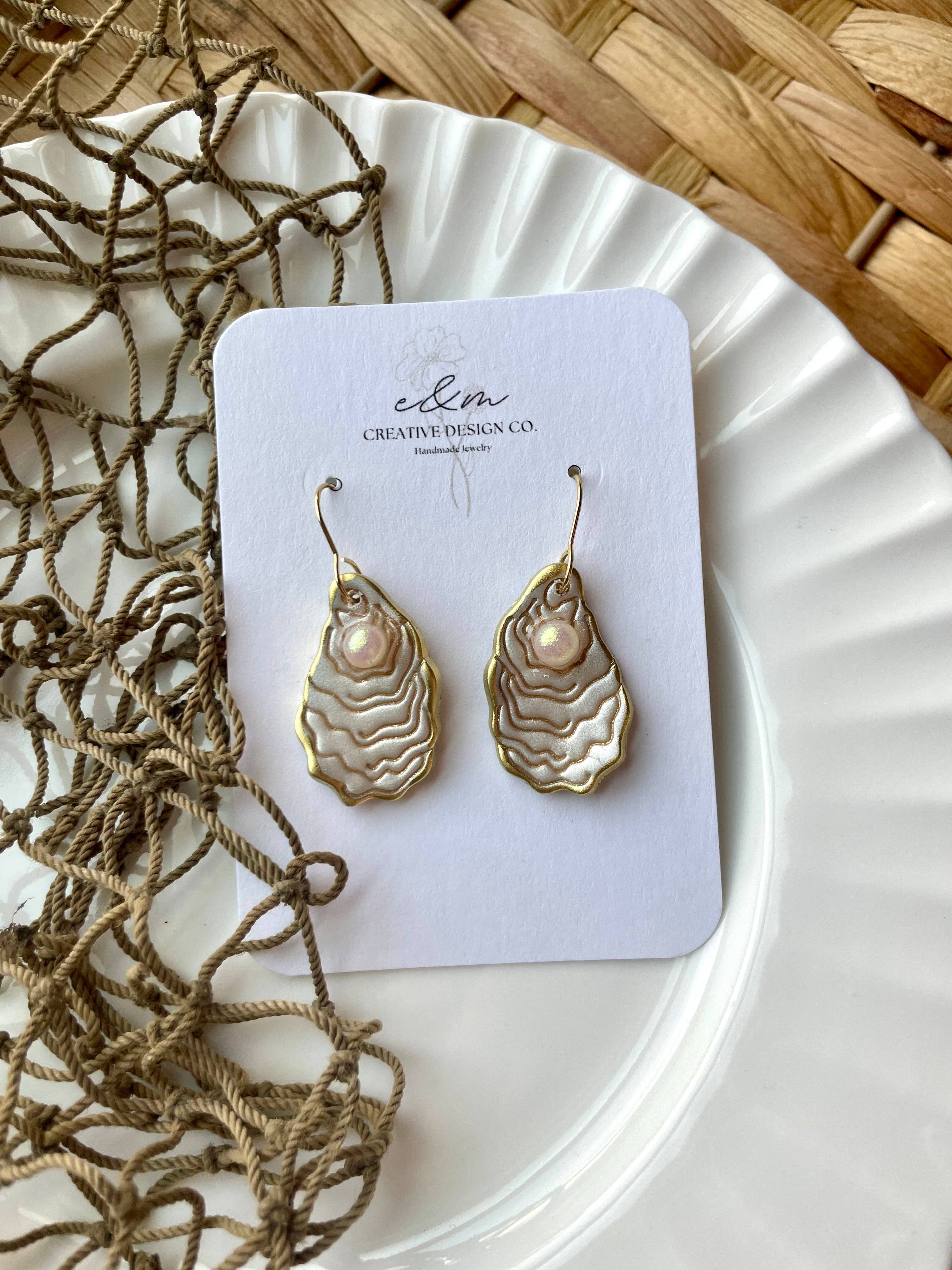E & M Creative Design Co. - Wholesale Dangle Earrings - Salty Oyster & Pearl Earrings1