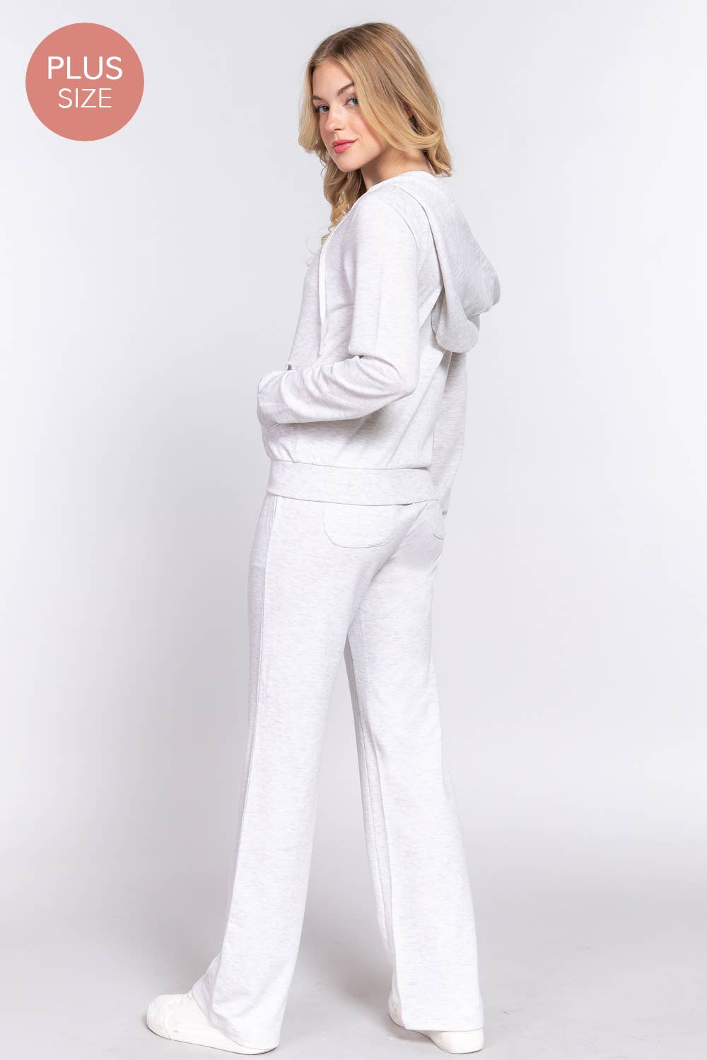 Active Basic | Active USA - Wholesale Lounge Set - Women's - [PLUS SIZE] Long Slv Hoodie Jacket & Pants Sweatsuit Set  15