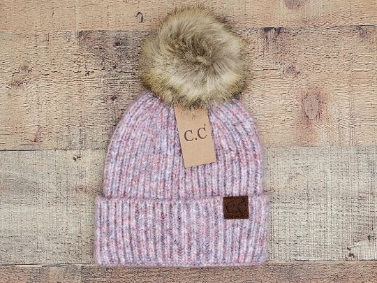 Treasure Bank - Wholesale Beanie - Women's - C.C Winter Hat, Classic Rib Beanie with  Faux Fur Pom7