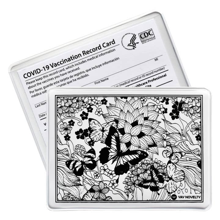 YAY NOVELTY - Wholesale Card Holder - Unisex - Vaccination Card Holder / Protector - Butterfly Garden