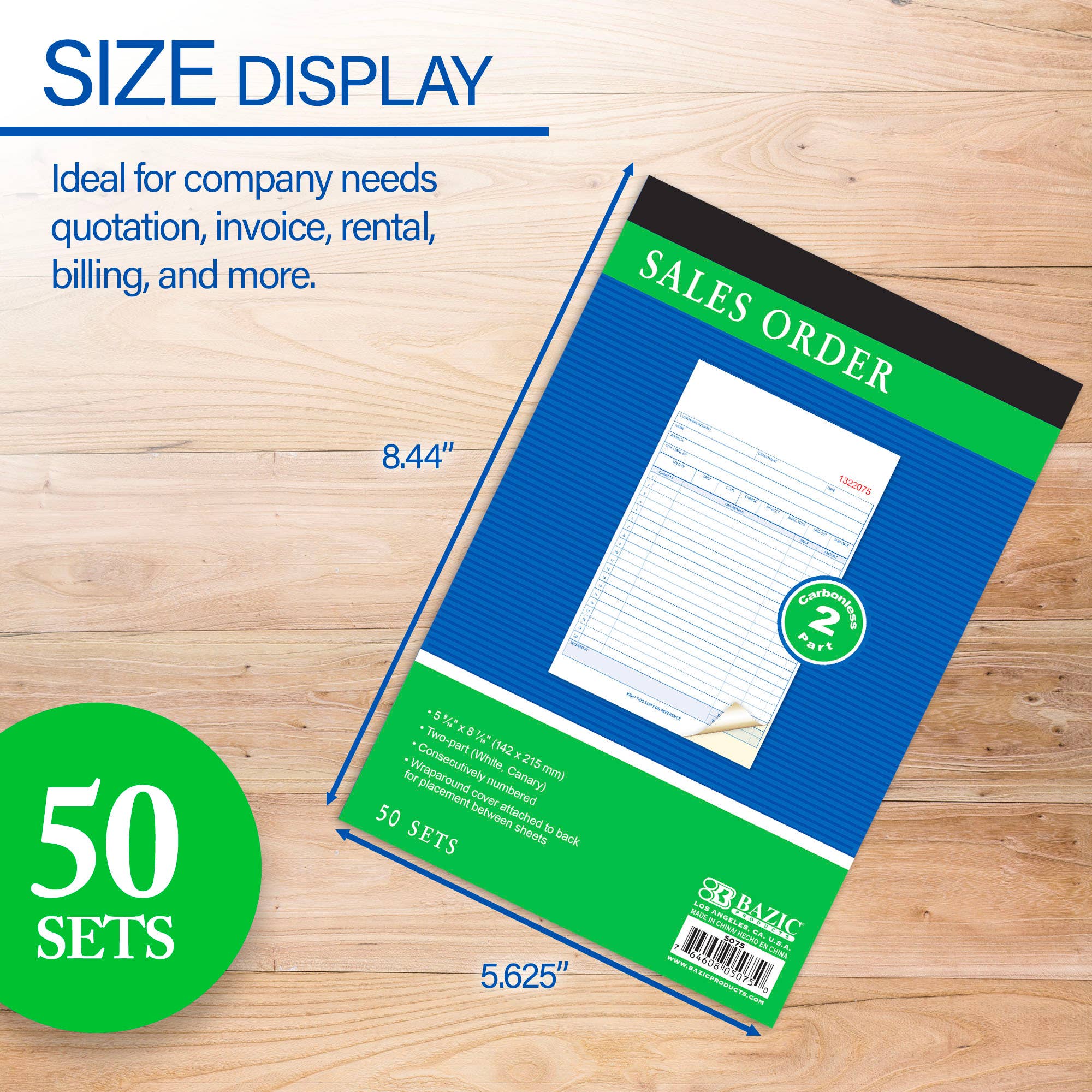 BAZIC Products - Wholesale Display Book - Sales Order Book 2-Part Carbonless (50 Sets)1