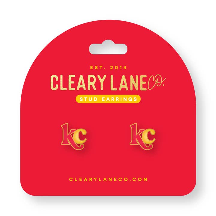 Kansas City KC Letters emaille oorknopjes voor wholesale door Cleary Lane