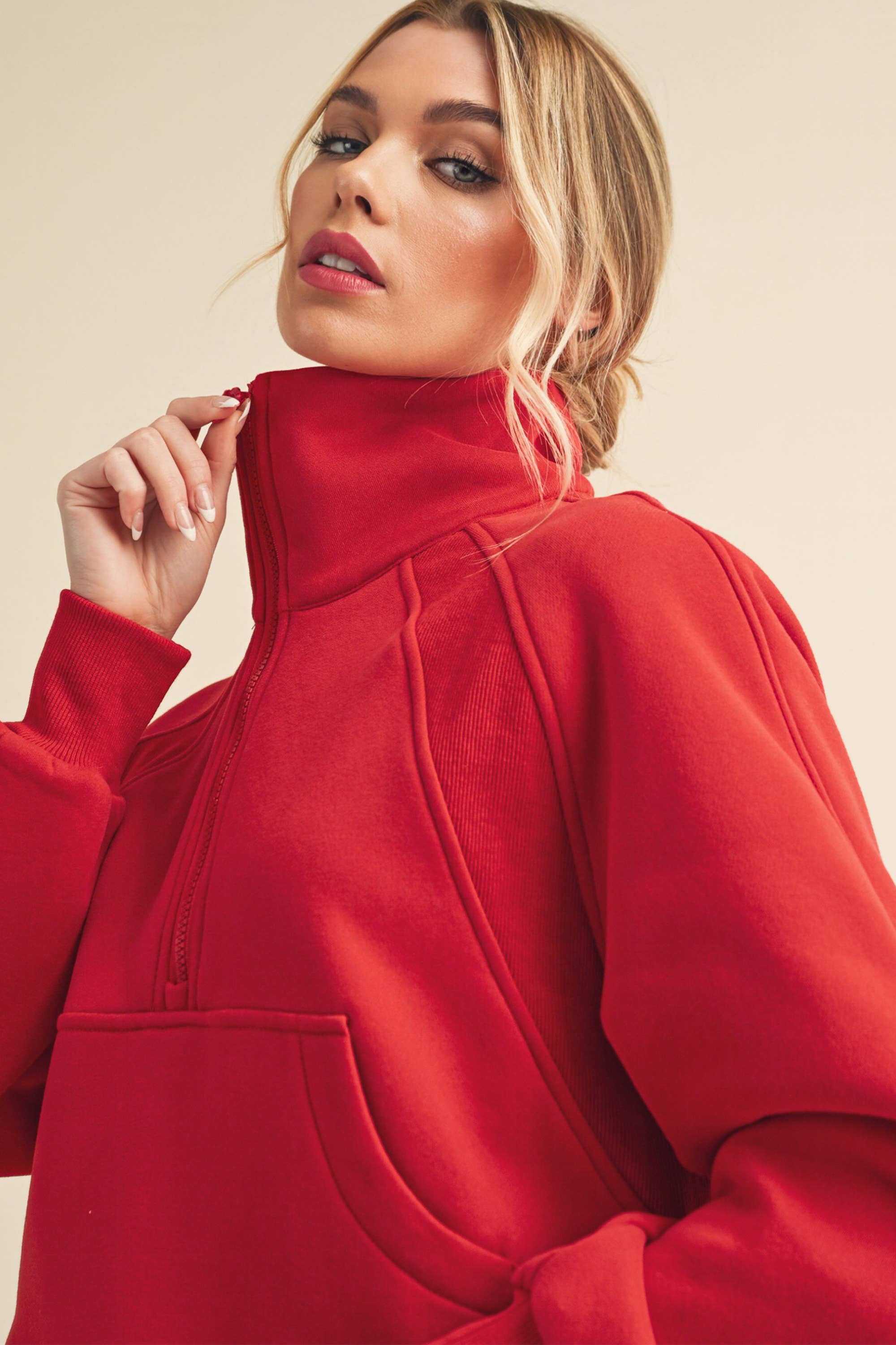 AEMI + CO - Wholesale Sweatshirt - Dames - 950CK Duif, trechterhals, halve ritssluiting, 258