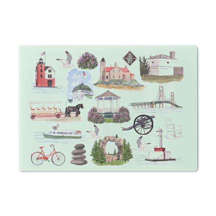 CUSTOM FOR DM: Cutting Board: Mackinac Forever! for wholesale by The Muddy Dog