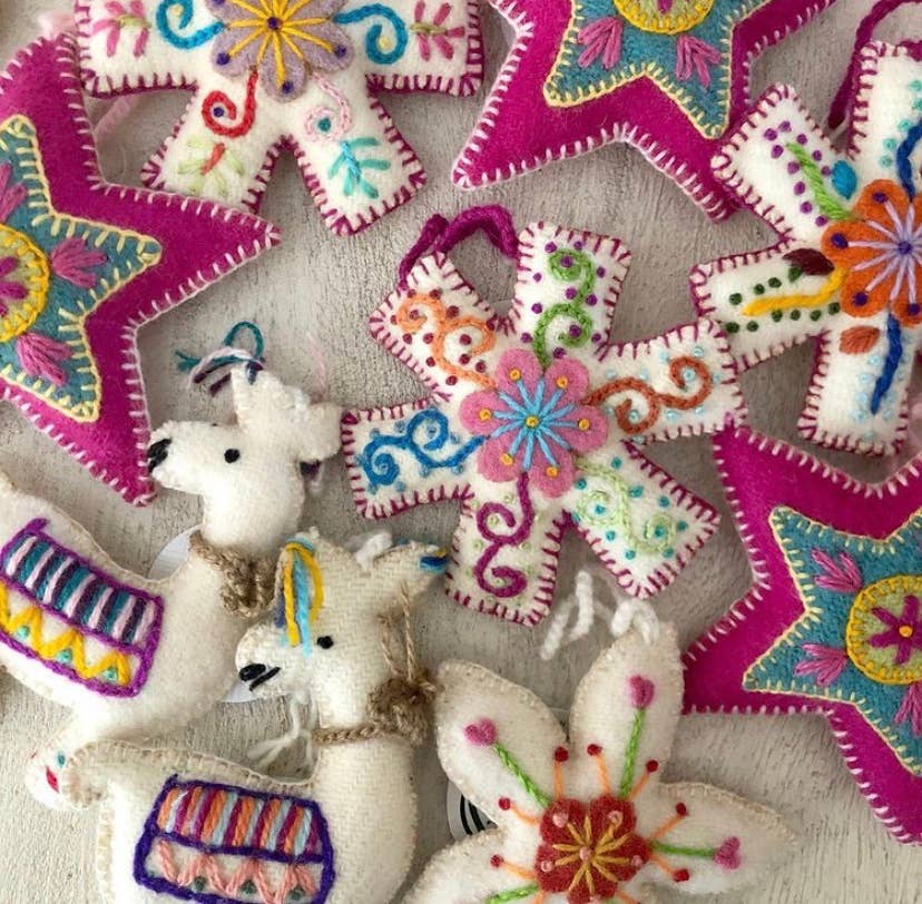 Ornaments 4 Orphans - Wholesale Ornament - Colorful Llama Embroidered Wool Christmas Ornament2