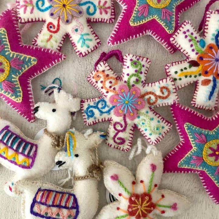 Ornaments 4 Orphans - Wholesale Ornament - Colorful Llama Embroidered Wool Christmas Ornament2