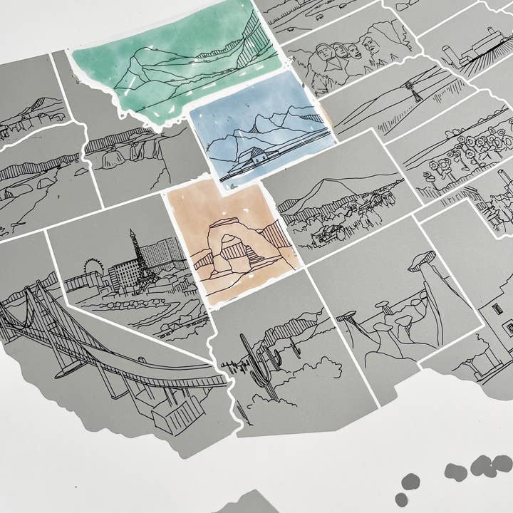 Waypoint Wanders - Wholesale Map - Illustrated US Scratch Off Map
