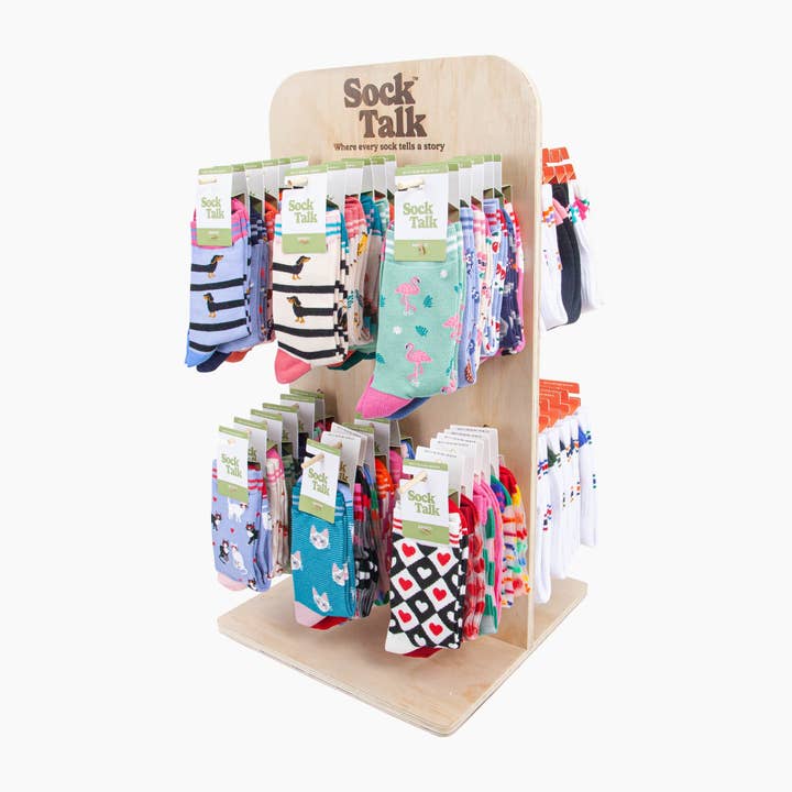 Sock Talk Retail Counter Top Display Stand - Wood for wholesale by Sock Talk