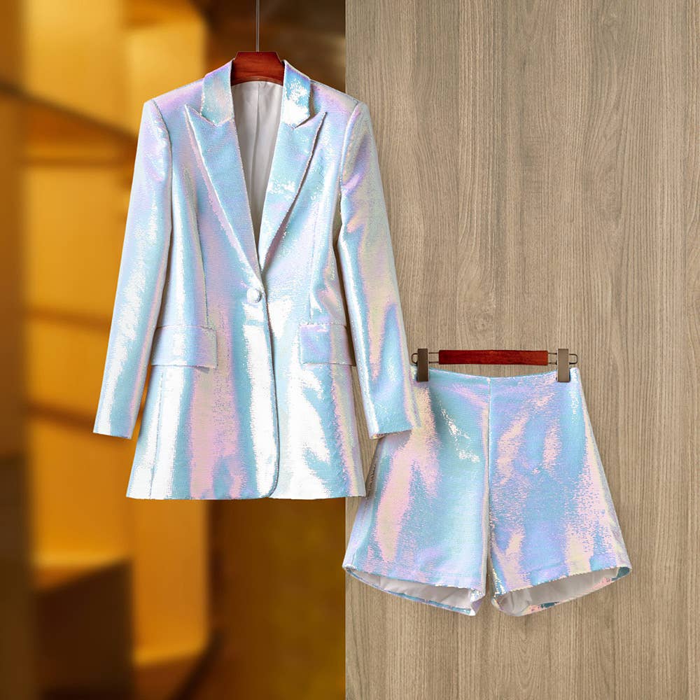 Fushcia SET051 Sequin Blazer & Shorts Set - Fashion Two-Piece for wholesale on Faire2