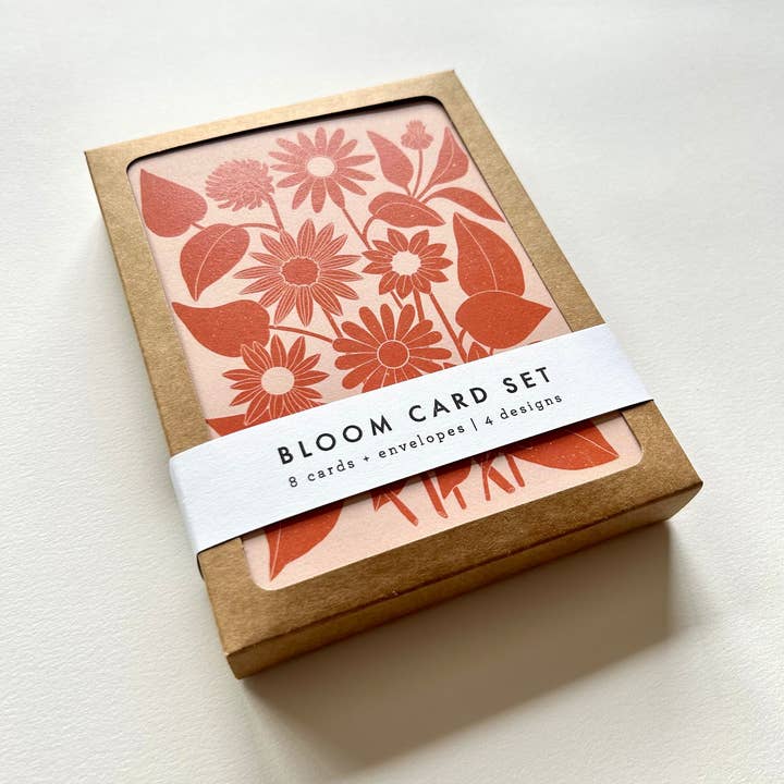 Chelsea Calkins Design - Wholesale Stationery/Notecard Set - Bloom Assorted Floral Card Set - 8 Cards With Envelopes