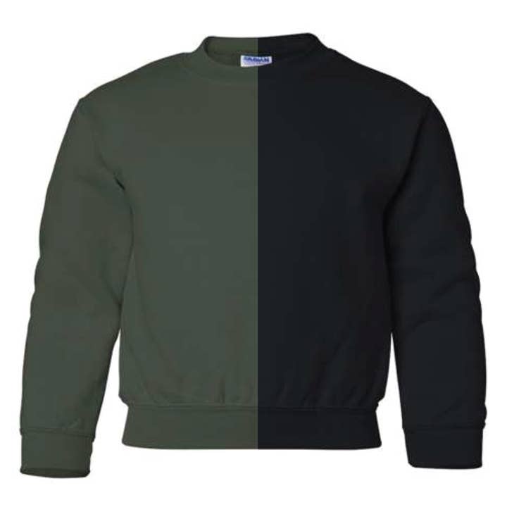 GRØN & SORT Splitfarvet, To-tonet, UNGDOM Crewneck for engroshandel hos McKenzie’s Infinity LLC