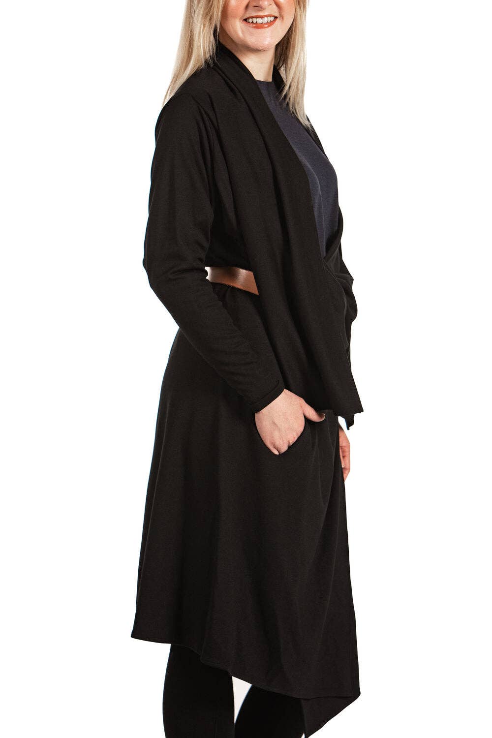 Knieriem Designs - Wholesale Jacket - Women's - Draped Long Sleeve Ponte Jacket2