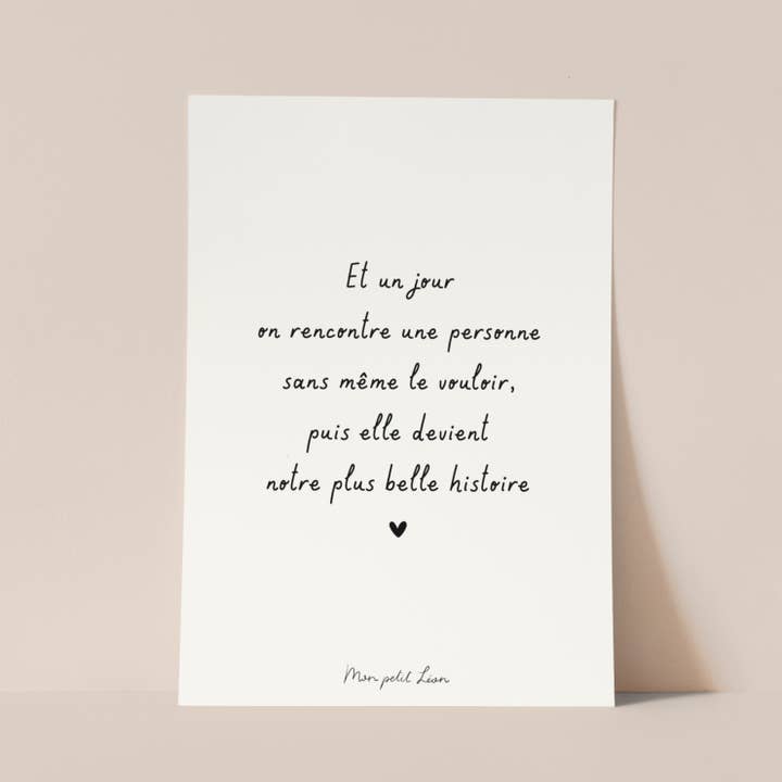 Mon petit Léon - Vente Cartes de déclaration d'amour - Carte A6 citation un jour on rencontre une personne